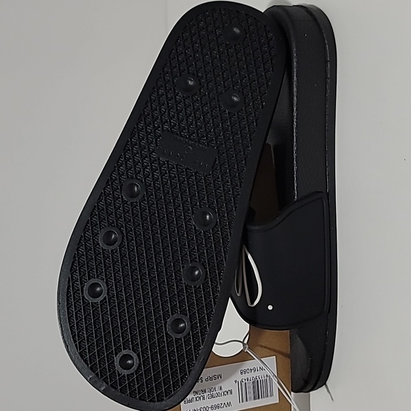 Rae Dunn GOOD VIBES Black Slides Size 7 - Picture 4 of 4